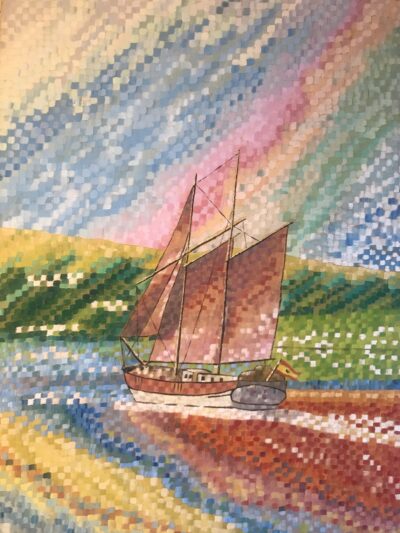 Schooner in colour | Oil on canvas, 45 x 60 cms, Sept 2021. Sold