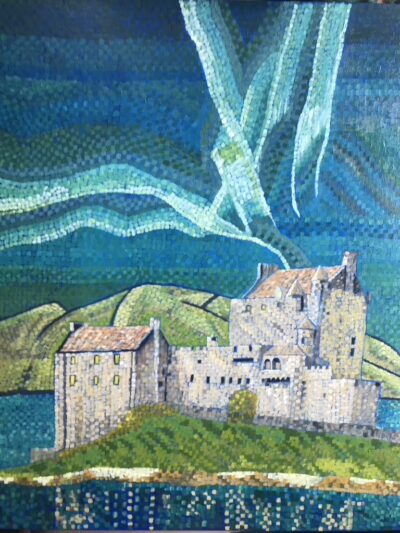 Eileen Donan Castle under the aurora borealis | Oil on canvas, 45 x 50 cms, March 2022.