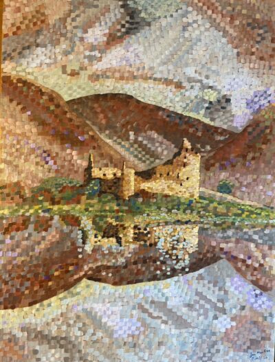 Highland ruin. Kilchurn castle. | Acrylic on canvas board. 45 x 60 cms. January 2024.