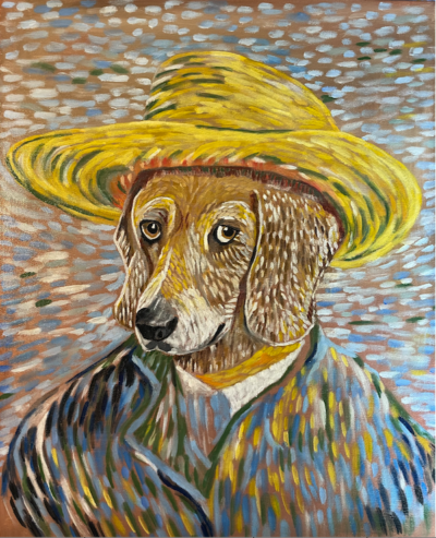 Fido Van Gogh, with ears | Acrylic on canvas. 40 x 50 cms. May 2024.
