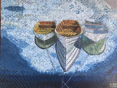 Boats becalmed | Oil on canvas 45 x 50cms. Nov 2020. SOLD