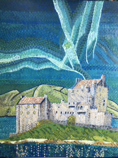 Eileen Donan Castle under the aurora borealis | Oil on canvas, 45 x 50 cms, March 2022.
