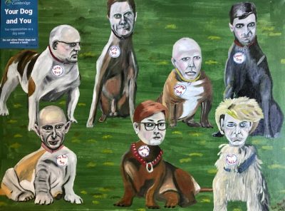 Dogs on a leash | Oil on canvas. 45 x 60 cms. June 2021