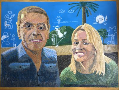 Eddie and Caroline at Besk | Oil and acrylic on canvas. 45 x 60cms. August 2022. Sold