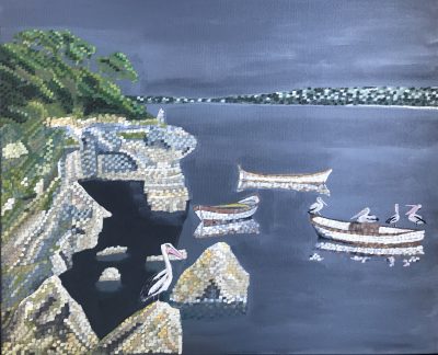 First light at Blackwall Reach | Oil and acrylic on canvas. 50 x 60 cms. November 2022
