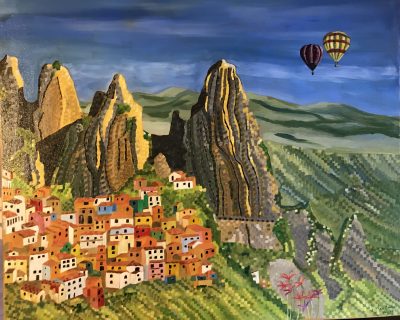 Castelmezzano, turn left after Matera | Oil and acrylic on canvas. 50 x 60cms. May 2023. Sold.