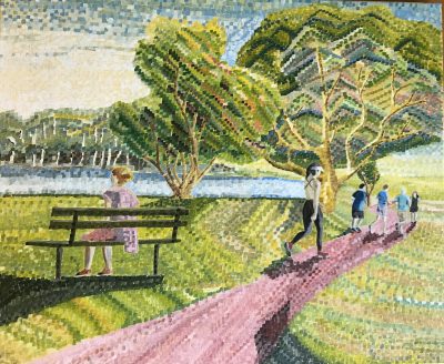 x. Lake Monger runners | Oil and acrylic on canvas. 50 x 60 cms. November 2023.