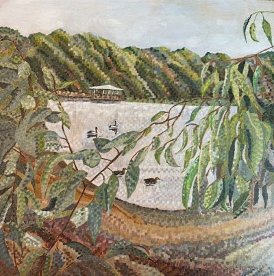 Lake Monger waterbird lookout | Acrylic on canvas. 50 x 50cms. January 2024. Sold.