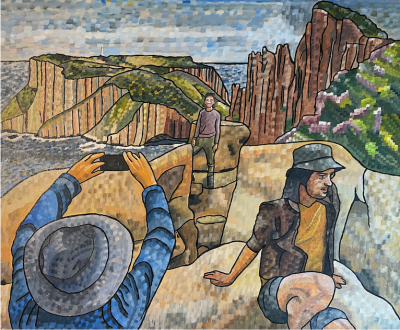 Photo op. Tasman Island. | Acrylic on canvas. 60 x 45 cms. March 2025.